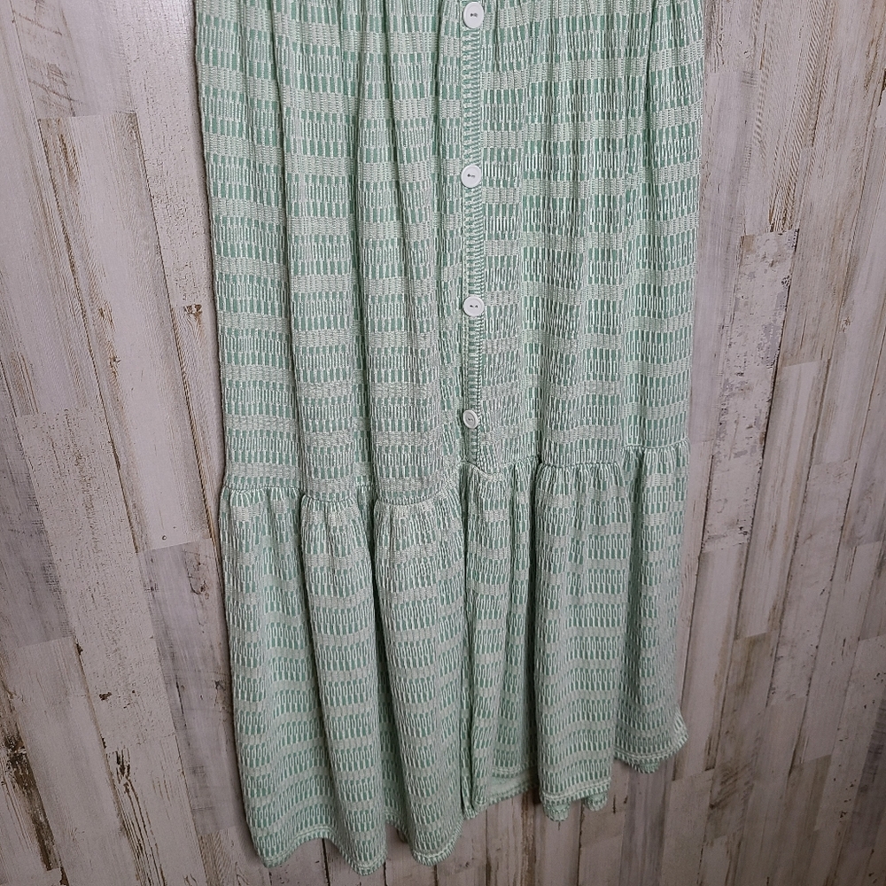 Caution To The Wind Tiered Skirt Midi Dress Aqua Blue Green Size Medium - Picture 6 of 10